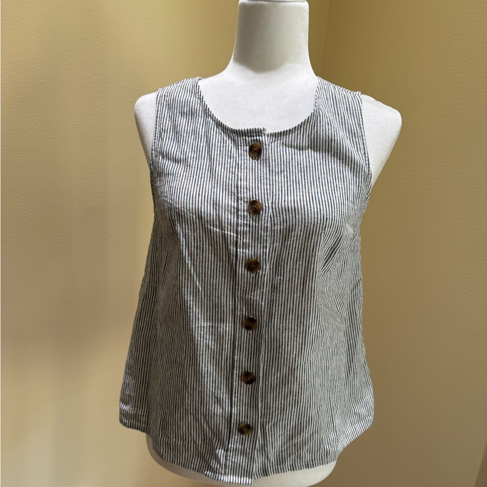 J Crew Factory Striped Sleeveless Button-Up Top